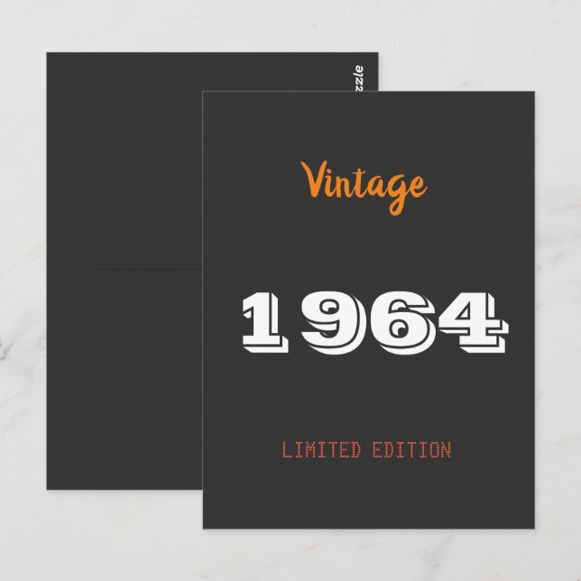 Carte postale édition limitée vintage 1964 – 62e (Devant / Derrière)