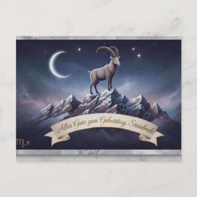 Carte Postale Edle Sternzeichen-Postkarte Steinbock – Alles Gute (Devant)