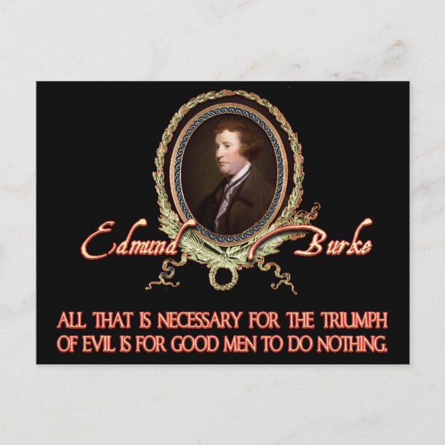 Carte Postale Edmund Burke Citation : Triomphes du mal (Devant)