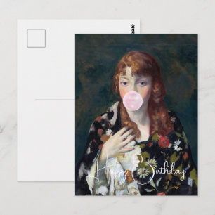 Carte Postale Edna soufflant un bubble gum Joyeux Anniversaire