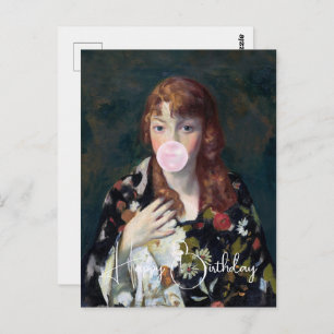 Carte Postale Edna soufflant une gomme à bulle Joyeux anniversai