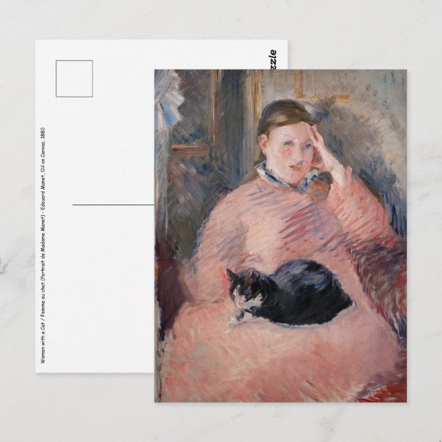 Carte Postale Edouard Manet - Femme avec chat (Devant / Derrière)