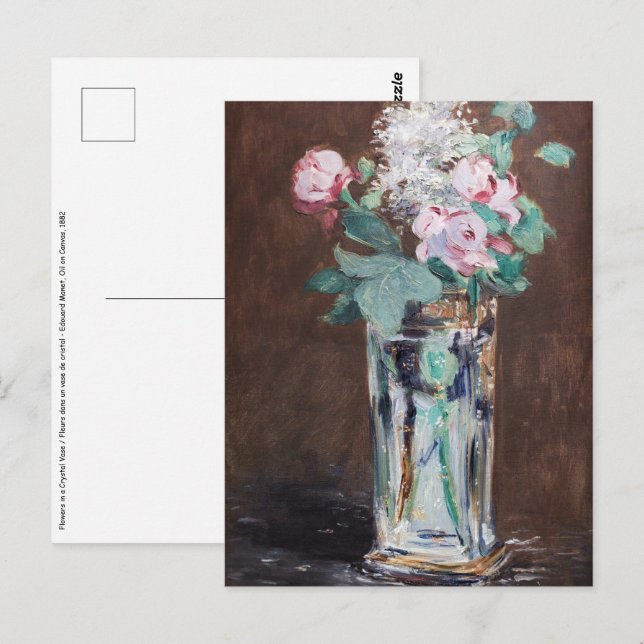 Carte Postale Edouard Manet - Fleurs dans un vase de cristal (Devant / Derrière)
