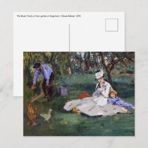 Carte Postale Edouard Manet - La famille Monet dans leur jardin