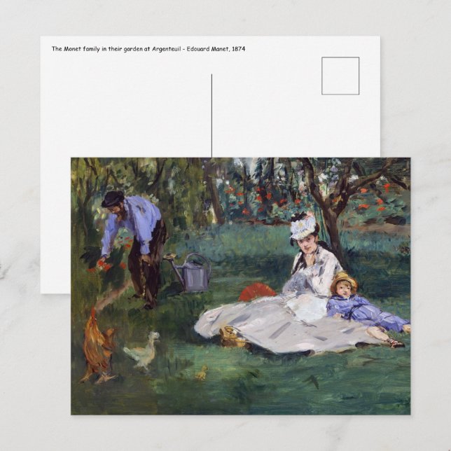 Carte Postale Edouard Manet - La famille Monet dans son jardin (Devant / Derrière)