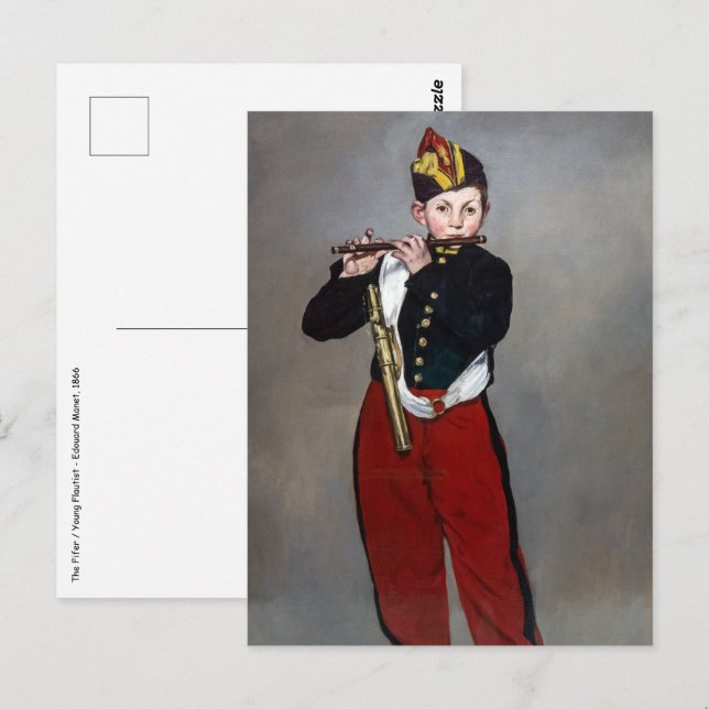 Carte Postale Edouard Manet - Le Joueur de fifre / Jeune flûtist (Devant / Derrière)