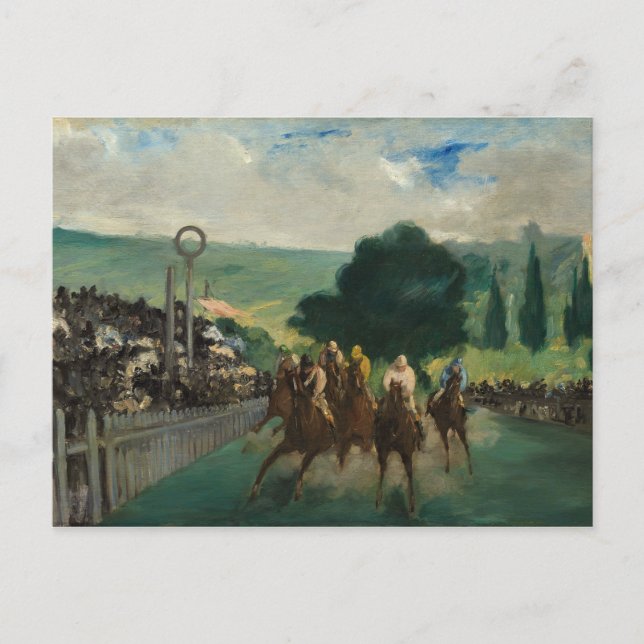 Carte Postale Edouard Manet - Les courses à Longchamp (Devant)