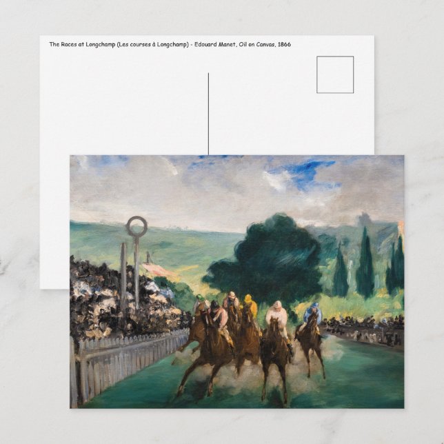 Carte Postale Edouard Manet - Les courses à Longchamp (Devant / Derrière)