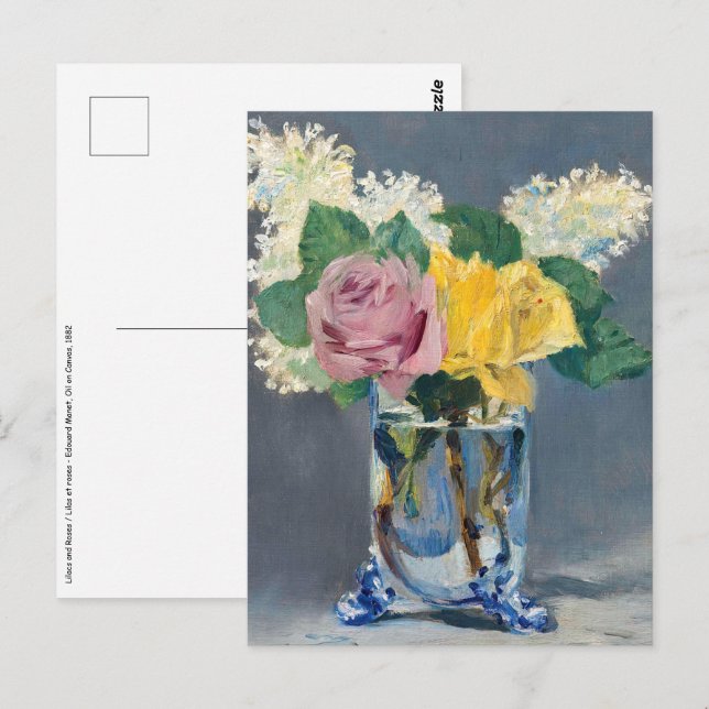 Carte Postale Edouard Manet - Lilas et Roses (Devant / Derrière)