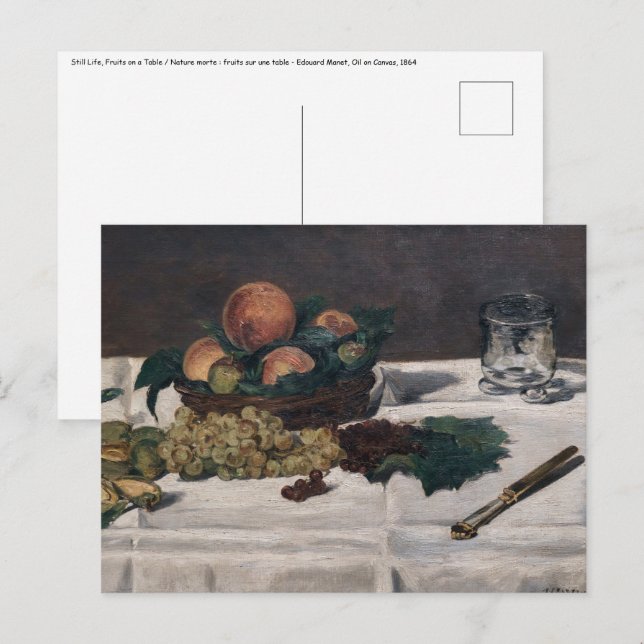 Carte Postale Edouard Manet - Nature morte, Fruits sur table (Devant / Derrière)