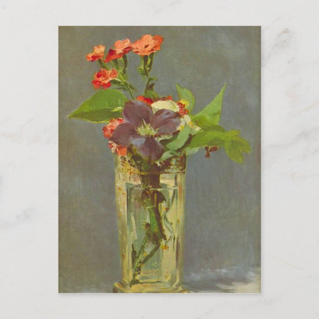 Carte Postale Edouard Manet - Oeillets et Clematis dans un crist (Devant)