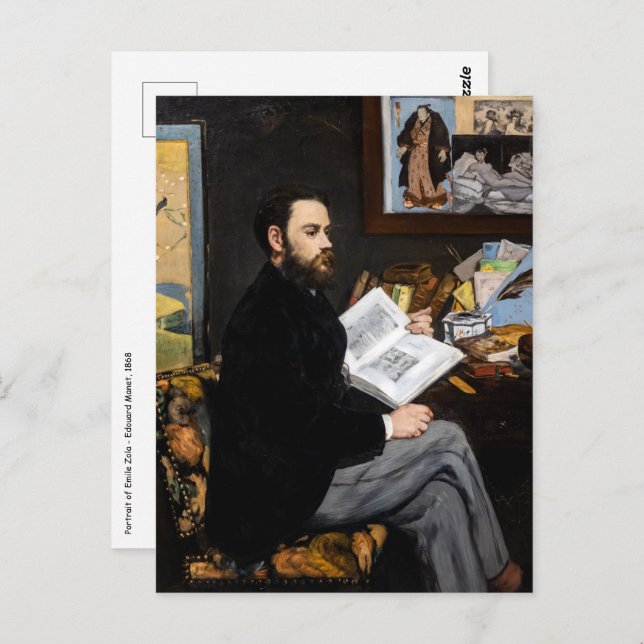 Carte Postale Edouard Manet - Portrait d'Emile Zola (Devant / Derrière)