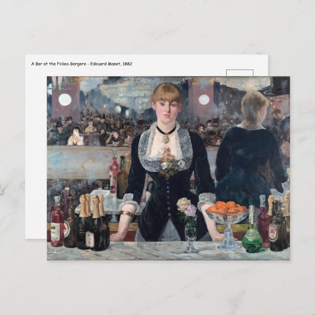 Carte Postale Edouard Manet - Un bar aux Folies-Bergere (Devant / Derrière)