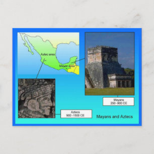 Carte Postale Éducation, Histoire, Mayas et Aztèques