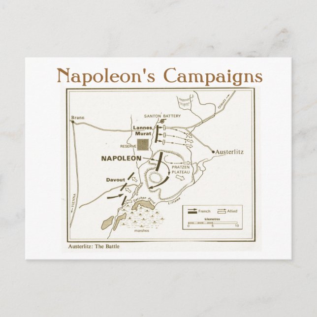 Carte Postale Éducation, Histoire, Napoléon, bataille d'Austerli (Devant)