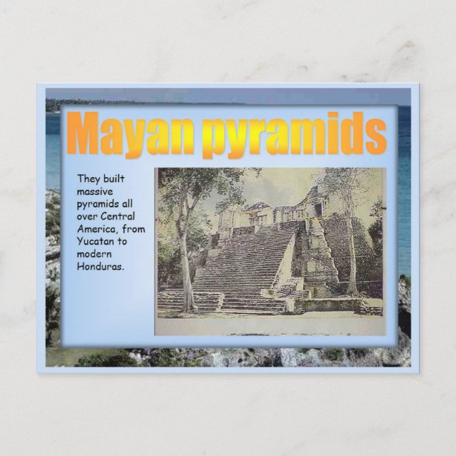 Carte Postale Éducation, Histoire, pyramides mayas (Devant)