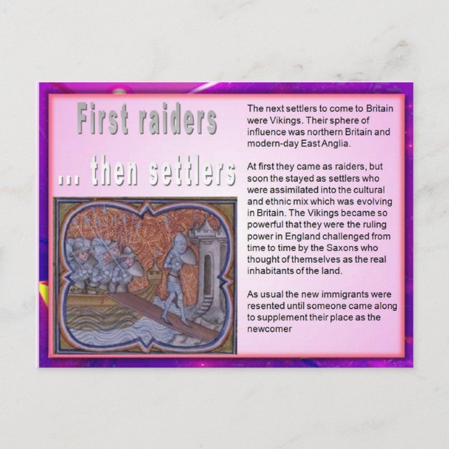 Carte Postale Éducation, Immigration, Vikings (Devant)