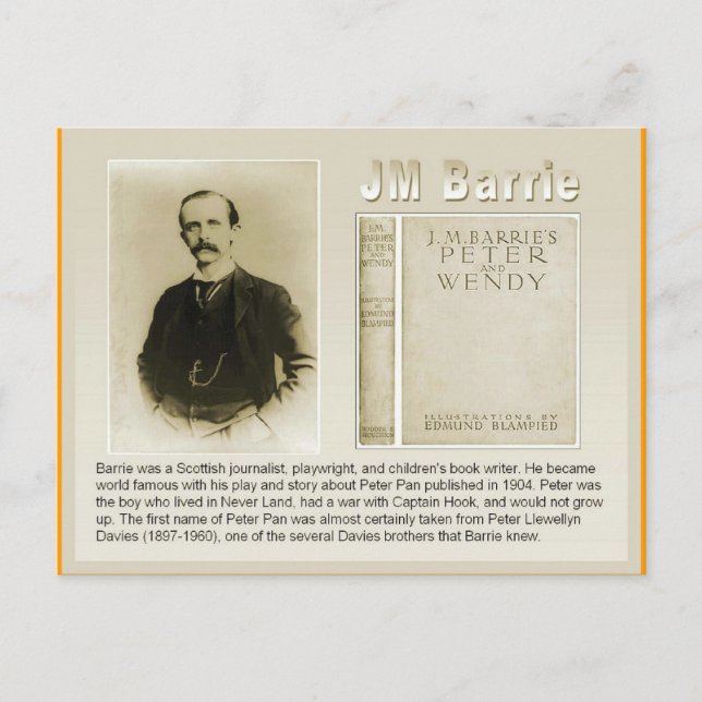 Carte Postale Éducation, Littérature, JM Barrie, Peter Pan (Devant)