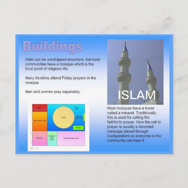 Carte Postale Education, Religion, Islam, bâtiments musulmans (Devant)