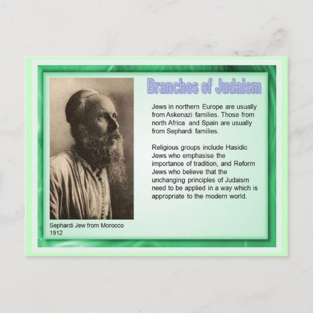 Carte Postale Éducation, Religion, Judaïsme, Branches du Judaïsm (Devant)