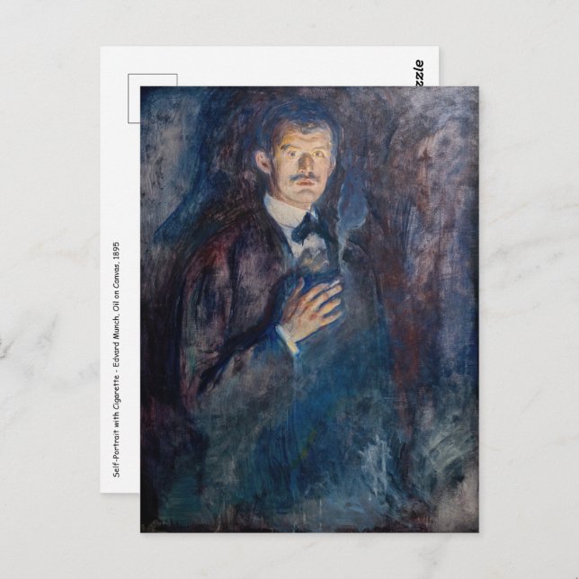Carte Postale Edvard Munch - Autoportrait avec cigarette (Devant / Derrière)