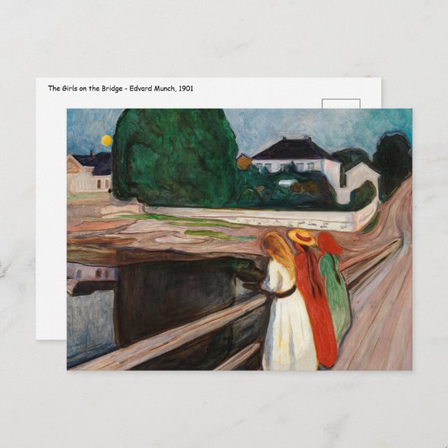 Carte Postale Edvard Munch - Les filles sur le pont (Devant / Derrière)
