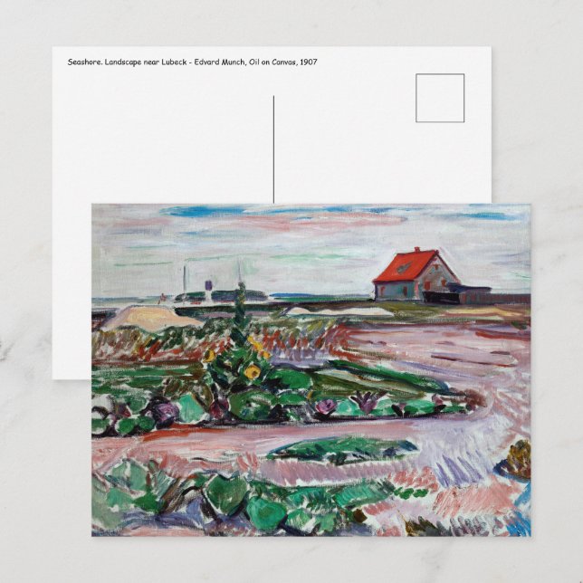 Carte Postale Edvard Munch - Seashore. Paysage près de Lubeck (Devant / Derrière)