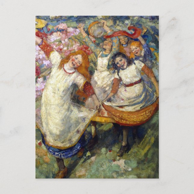 Carte Postale Edward Atkinson Hornel - La danse du printemps (Devant)