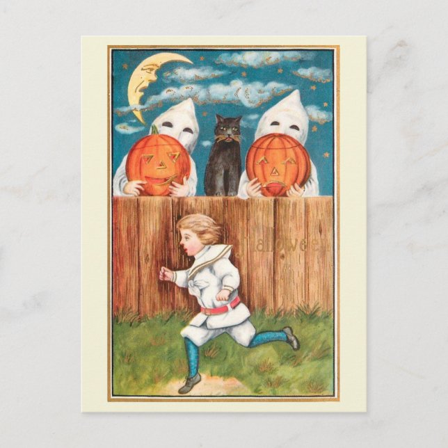 Carte Postale Edwardian Era Boy Running from Ghosts Halloween (Devant)