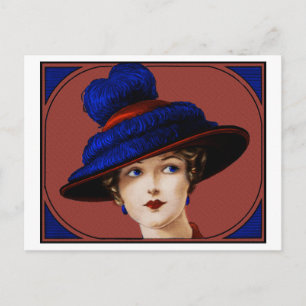 Carte Postale Edwardian Lady - Bourgogne et Casquette bleu