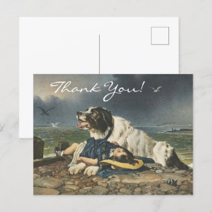 Carte Postale Edwin Landseer Sauvé, Le Courage du chien, Merci