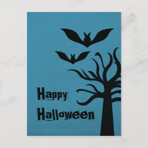 Carte postale Eerie Bats Halloween, bleu