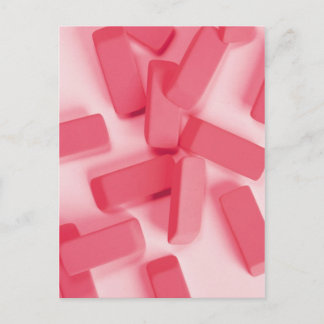 Carte Postale Effaceurs en caoutchouc rose