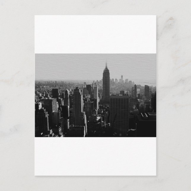 Carte Postale Effet Bois noir et blanc NYC (Devant)