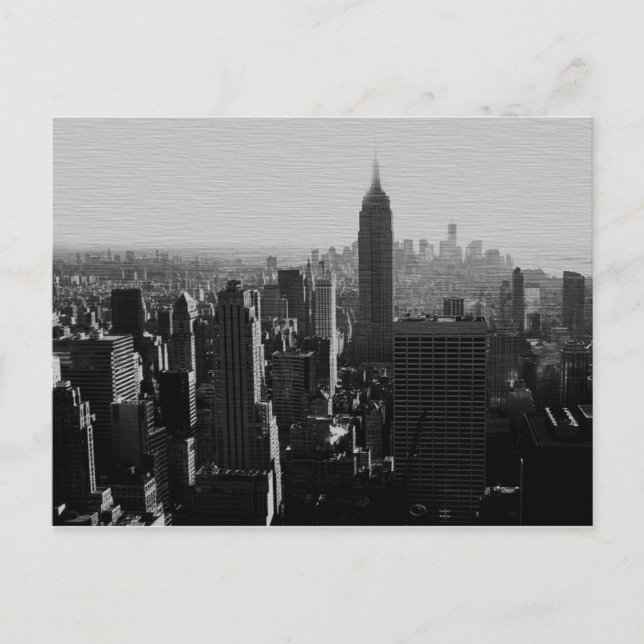 Carte Postale Effet Bois noir et blanc NYC (Devant)