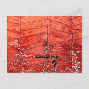 Carte Postale Effet motif Chevron sur porte rouge vintage