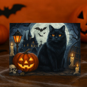 Carte postale éffrayant Black Cat Halloween
