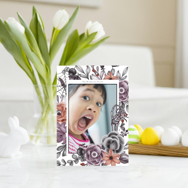 Carte Postale Éffrayant Floral Halloween fête d'anniversaire Pho (Créateur téléchargé)