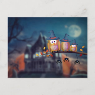 Carte postale Effrayant Halloween Night with Owls