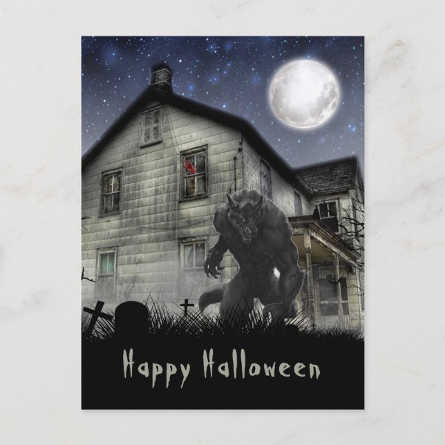 Carte Postale Effrayant Halloween Werewolf (Devant)