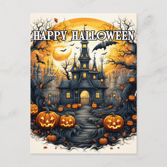 Carte Postale Éffrayant Maison ancienne hantée Halloween (Devant)