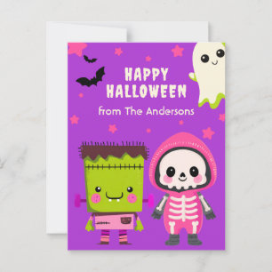 Carte Postale Éffrayant Mash Monster mignon Joyeux Halloween vio
