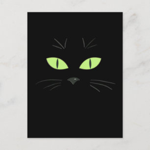 Carte postale éffrayante Black Cat Face Happy Hall