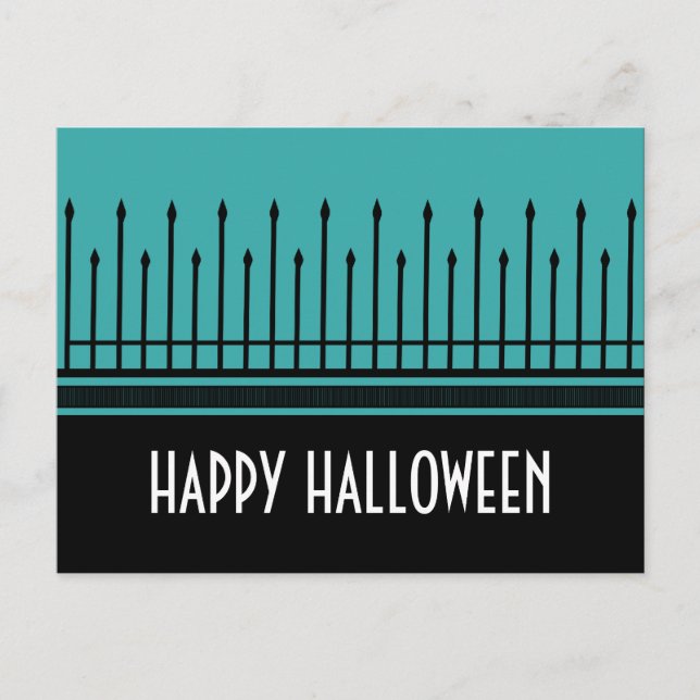 Carte Postale éffrayante Halloween Gate, Turquoise (Devant)