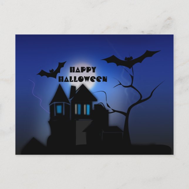 Carte postale éffrayante Lune Haunlit House (Devant)
