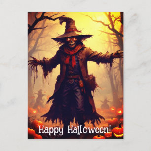 Carte postale éffrayante Scarecrow Halloween