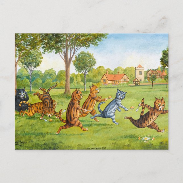 Carte Postale Egg and Spoon Race by Louis Wain (Devant)