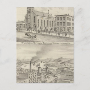 Carte Postale Église catholique du Saint-Laurent et école