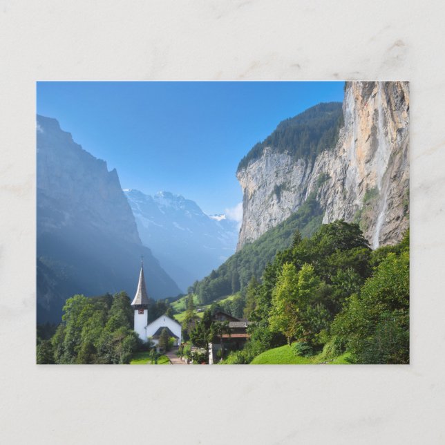 Carte Postale Eglise dans la vallée de Lauterbrunnen, Suisse (Devant)