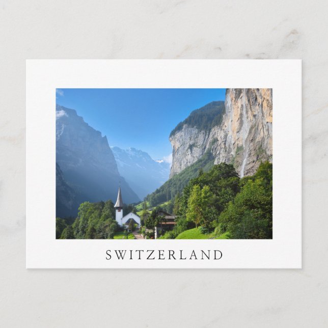 Carte Postale Eglise dans la vallée de Lauterbrunnen, Suisse (Devant)